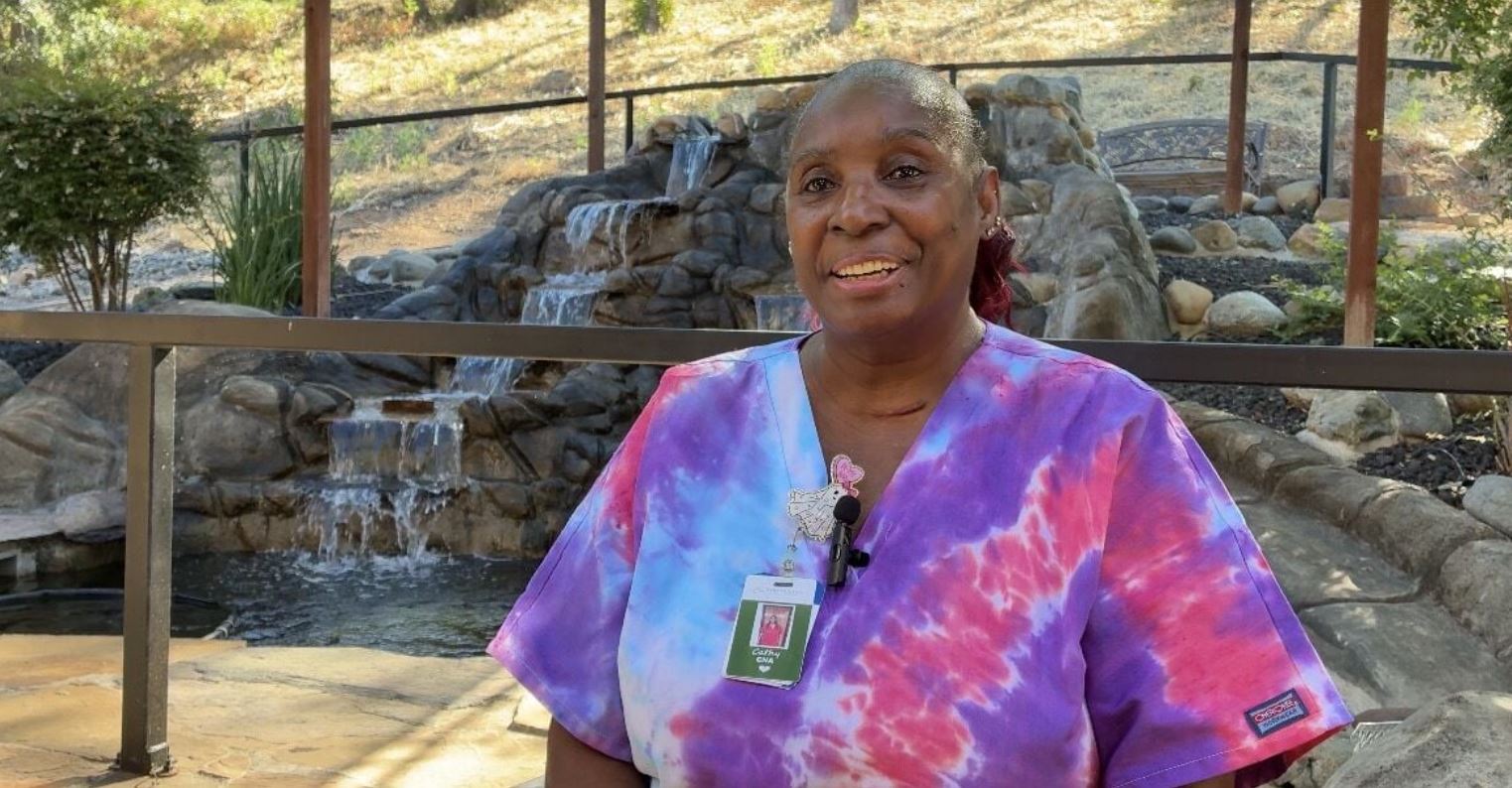 A certified nursing assistant at Copper Ridge Care Center in Redding has dedicated more than 30 years to caring for residents at the facility.
