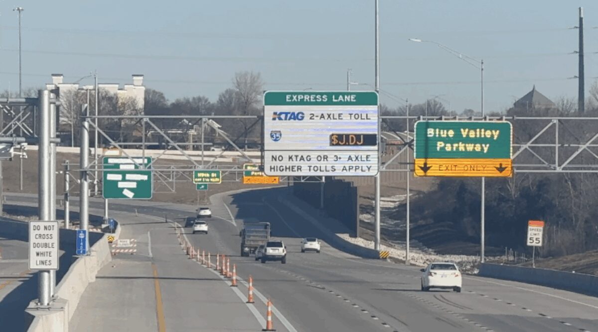 Orange cones and message boards line the new express lanes on Highway 69 as final construction wraps up. The Kansas Department of Transportation says the lanes could open by the end of February