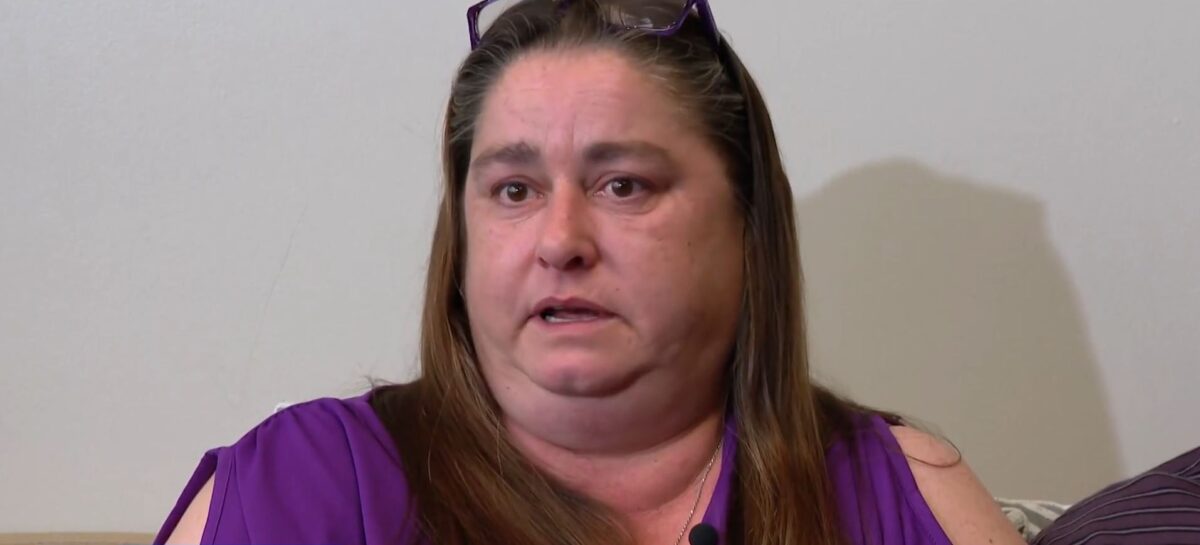 Regina Allen becomes visibly shaken when she starts to speak about what happened in her yard on April 12.
