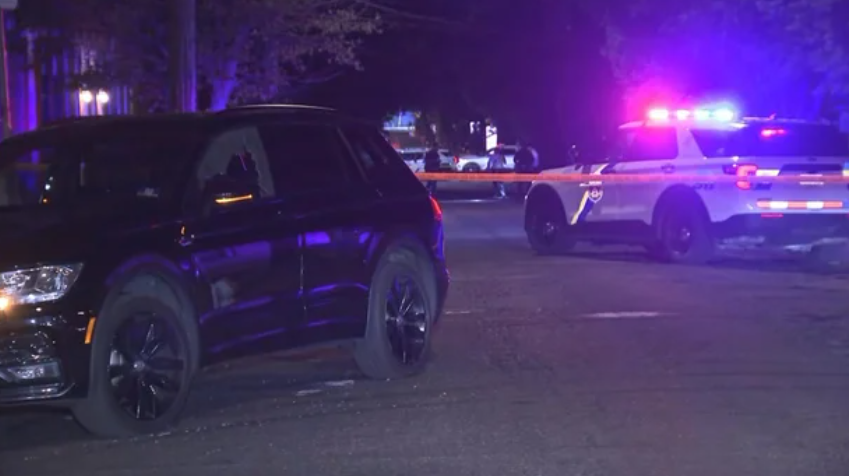 A black Volkswagen SUV is pictured at the scene of a shooting in Philadelphia on June 20.