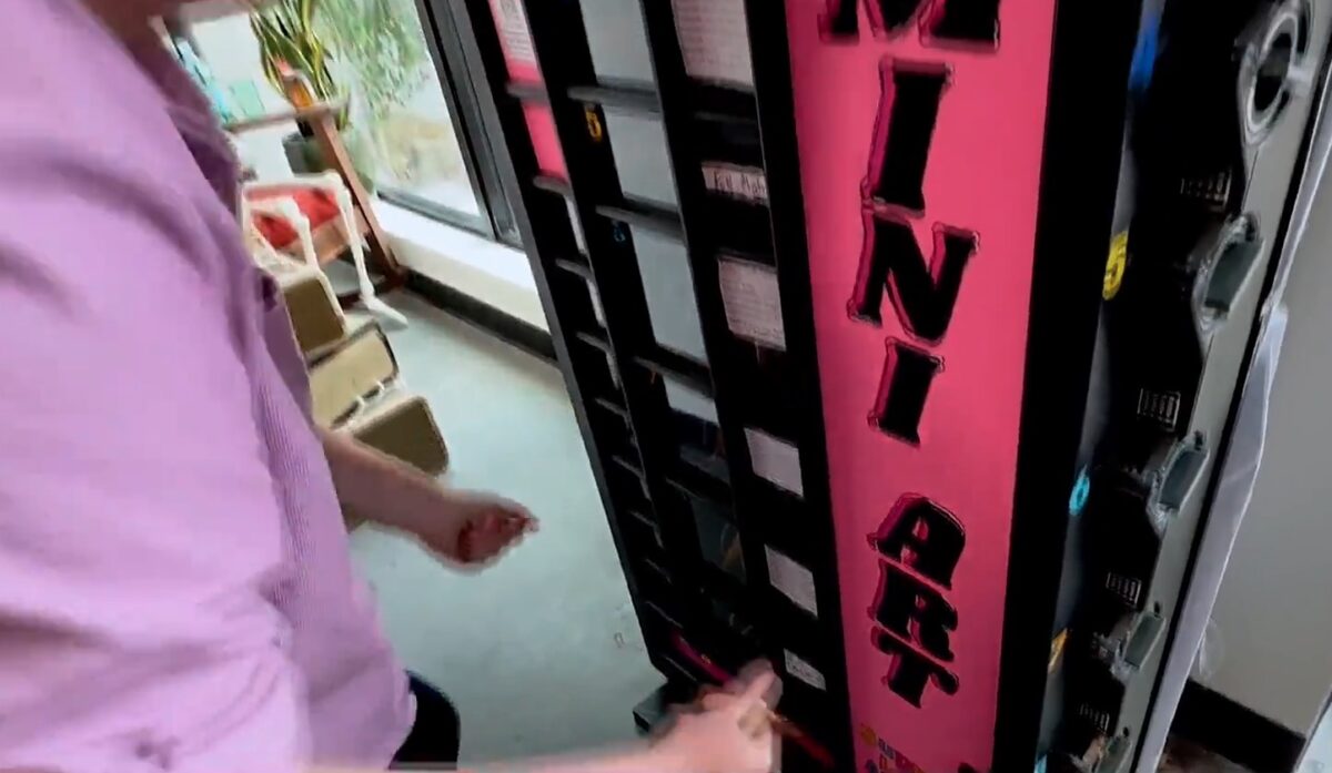 A miniature vending machine inside a Minneapolis bookstore is giving local artists a low-cost way to get their work in front of the public — one dollar at a time.