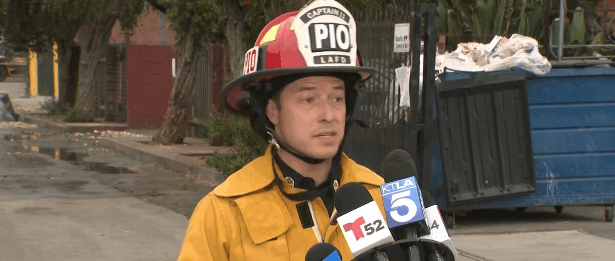 Los Angeles Fire Department Captain Jacob Raabe provides updates on the Boyle Heights Fire.