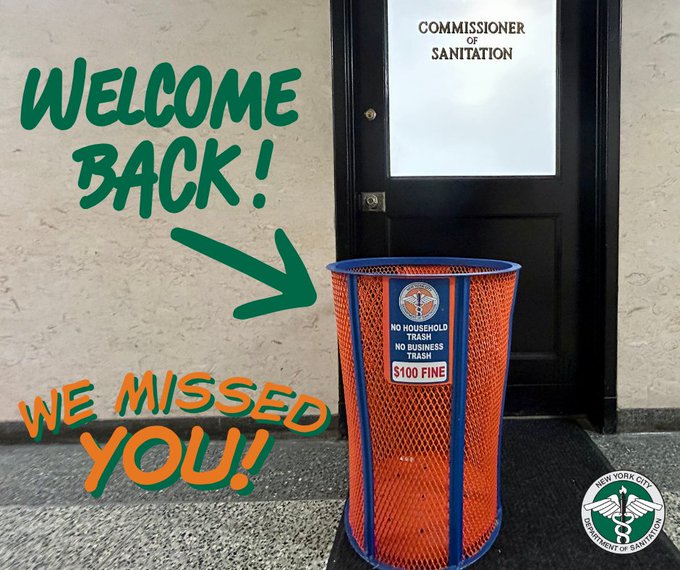 The woman also returned the trash can