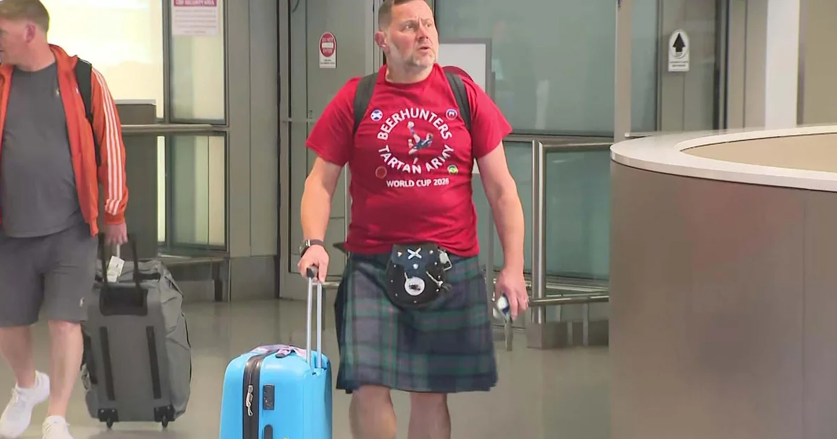 Several Scotland World Cup fans landed at Logan Airport Wednesday