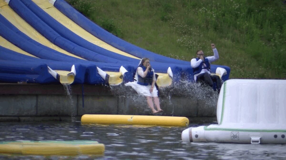 It was a historic day in the Wisconsin Dells as a couple from North Dakota took their wedding vows at a water park in an attempt to establish a Guinness World Record.