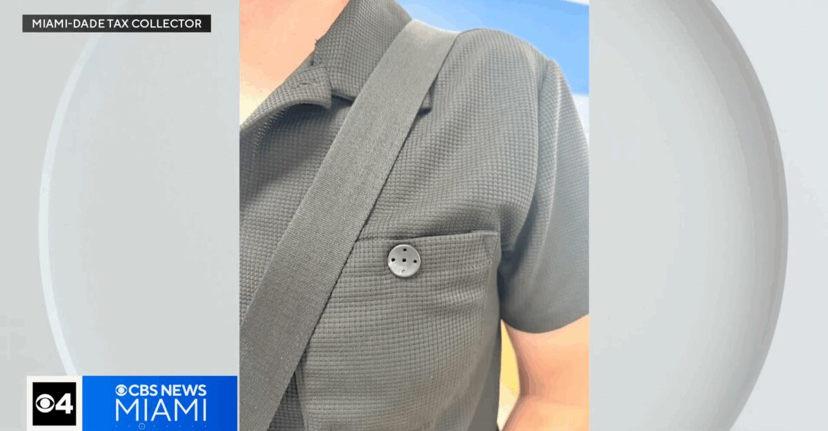 Investigators identified a gray button on a test-taker's shirt as a concealed camera.