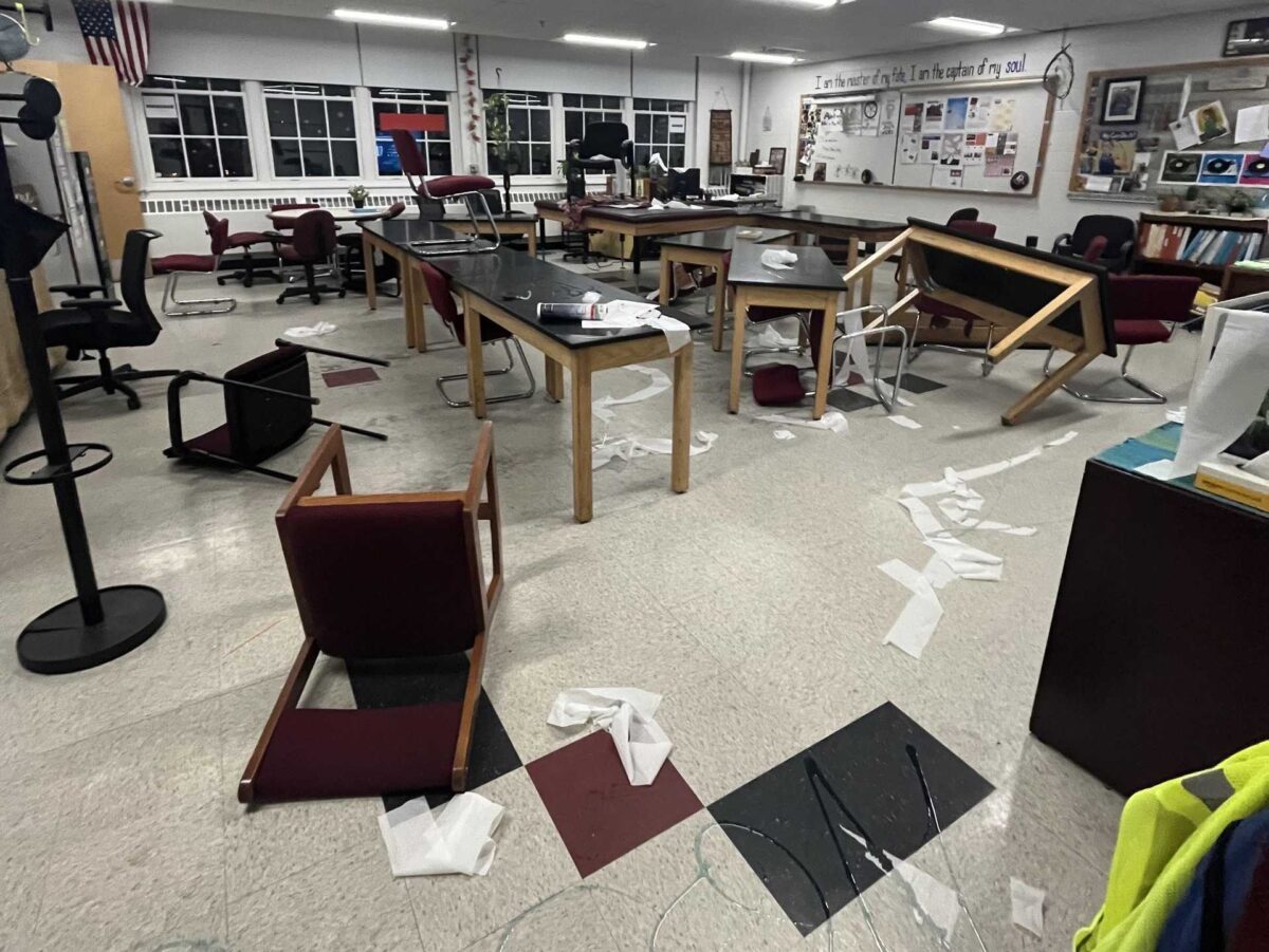 Teachers said toilet paper had been scattered throughout the building