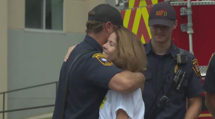 Mary "Jeanne" Menna got to meet and thank the first responders who saved her life after she was struck by lightning.