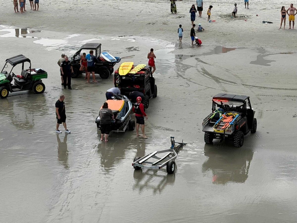 The Surfside Beach Fire Department responded to the scene on Friday and deployed two jet skis