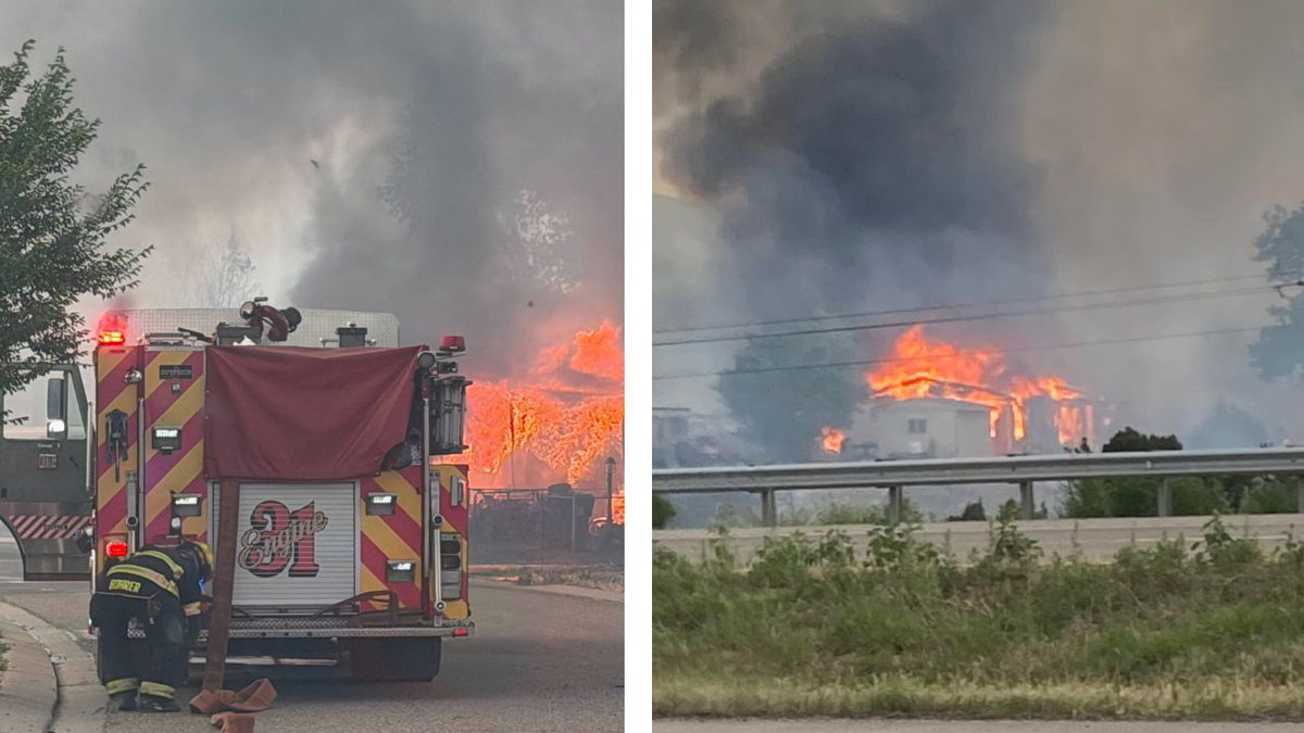 Pueblo first responders fighting wildfire near I-25