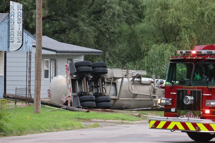 The vehicle rolled on its side and some ethanol breached