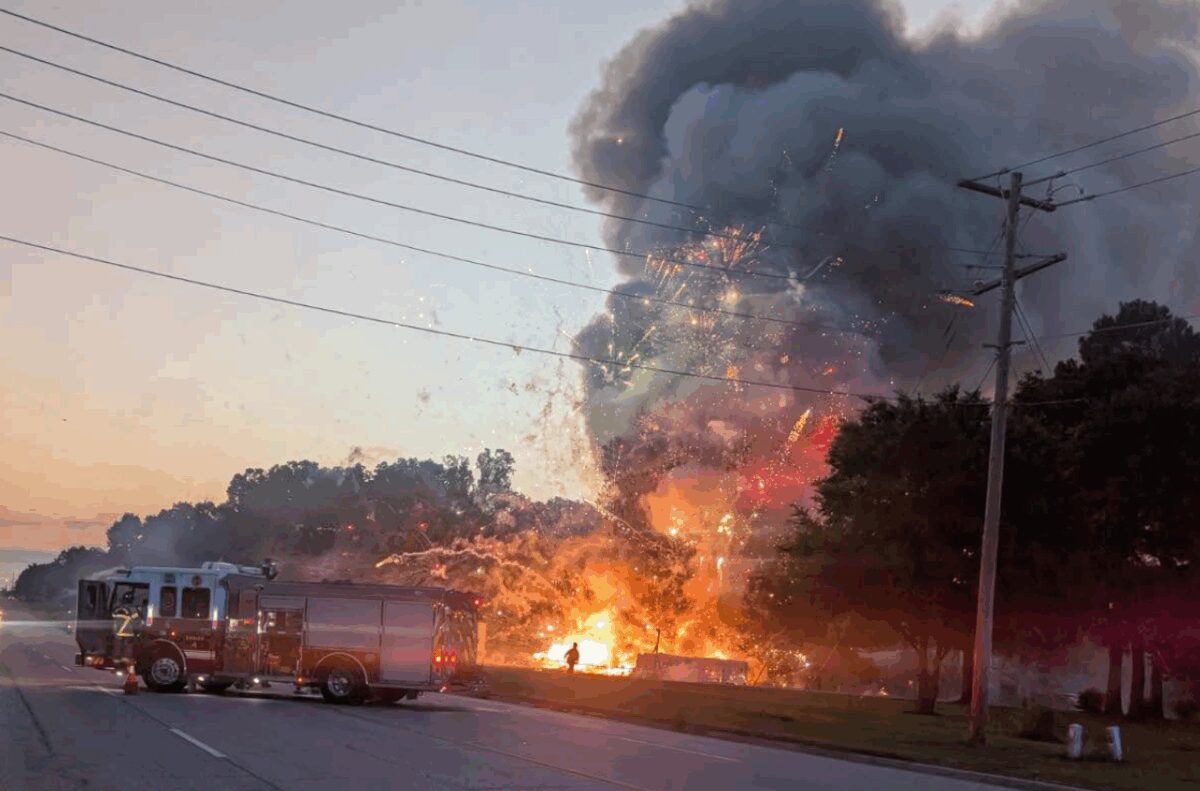 Fireworks erupted at an Oklahoma fireworks stand on Saturday night