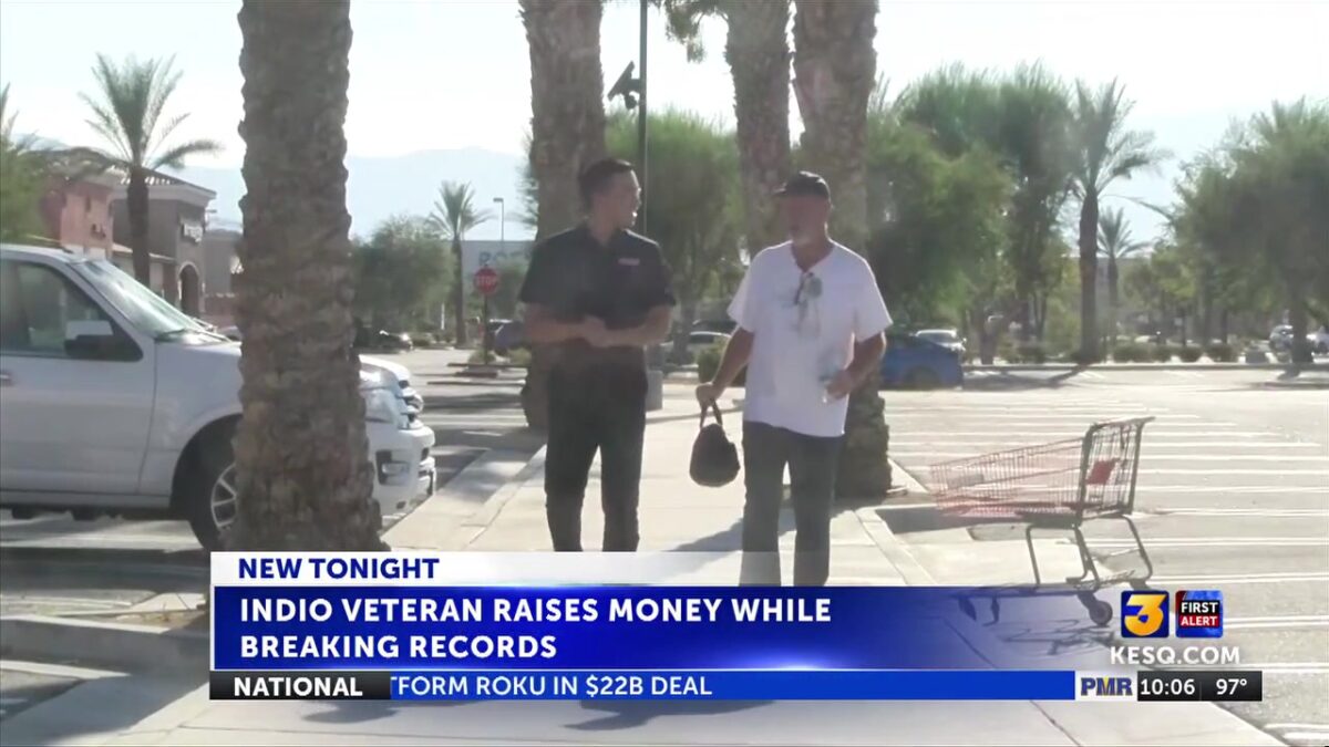 Indio veteran raises money while breaking walking records