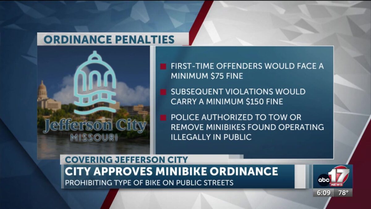 Violations for Jefferson City minibike ordinance include fines