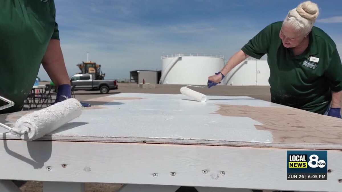 Volunteers build tables for 4-H exhibitors at Eastern Idaho State Fair