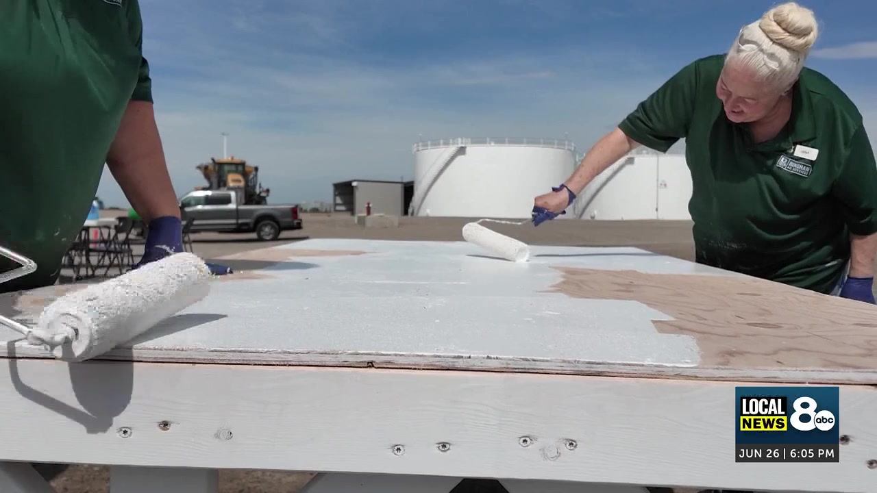 Volunteers build tables for 4-H exhibitors at Eastern Idaho State Fair