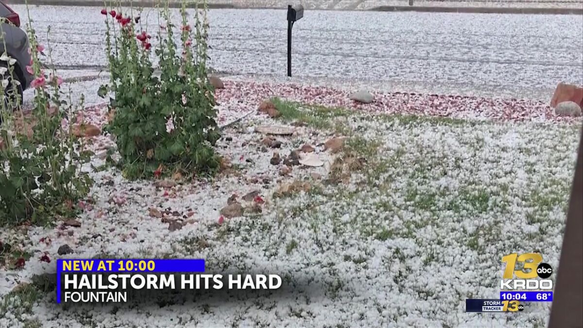 Hailstorm dents cars and tears up gardens in Fountain