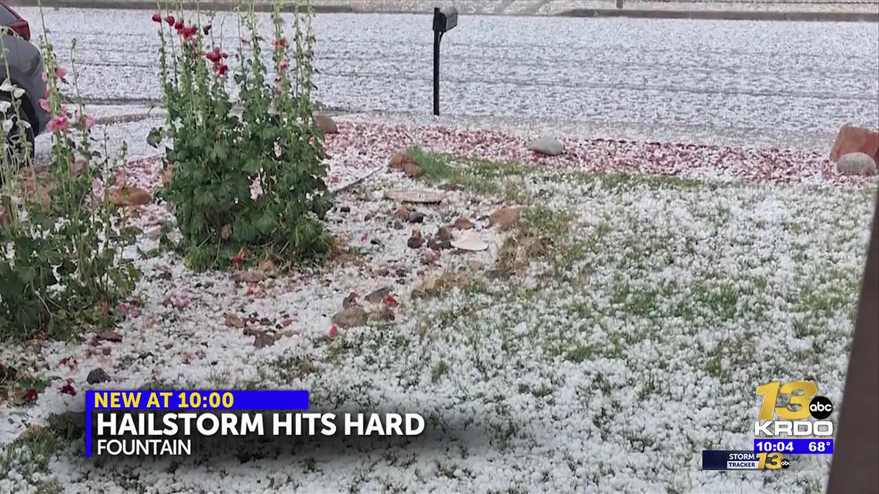 Hailstorm dents cars and tears up gardens in Fountain