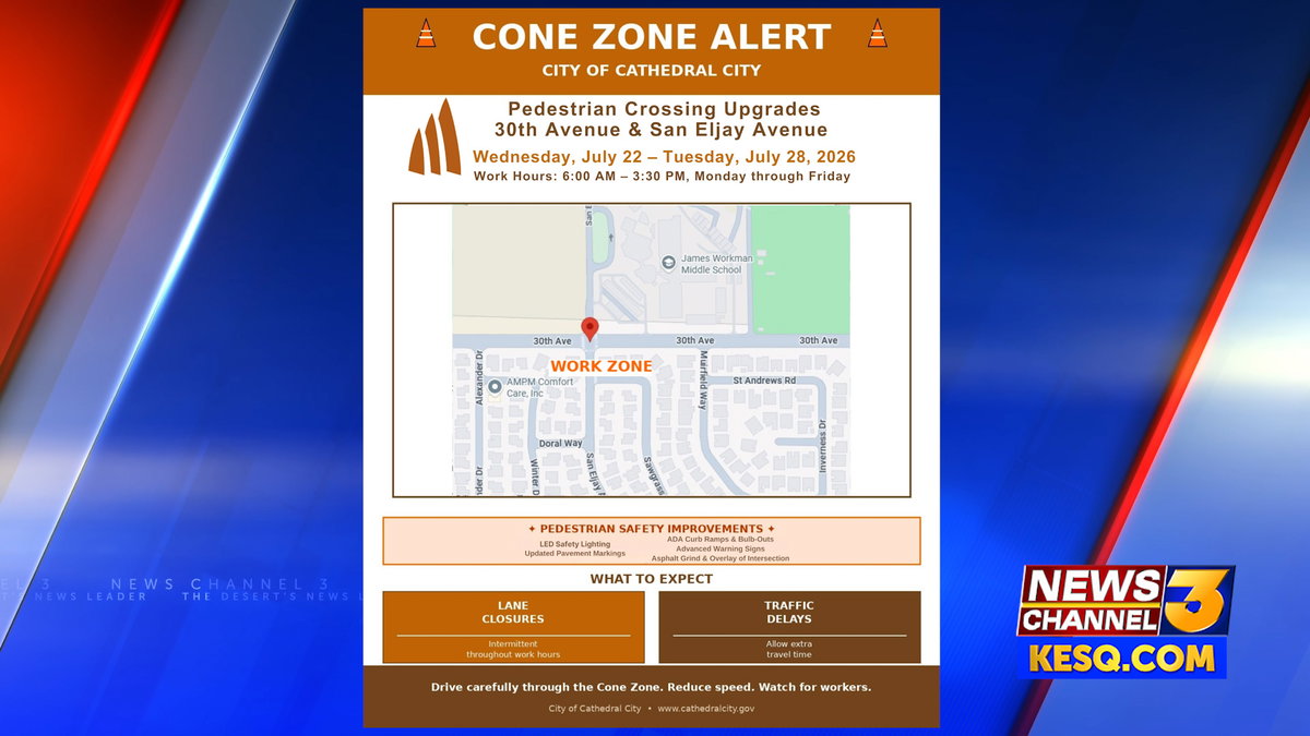 Pedestrian crossing upgrades set to begin in Cathedral City