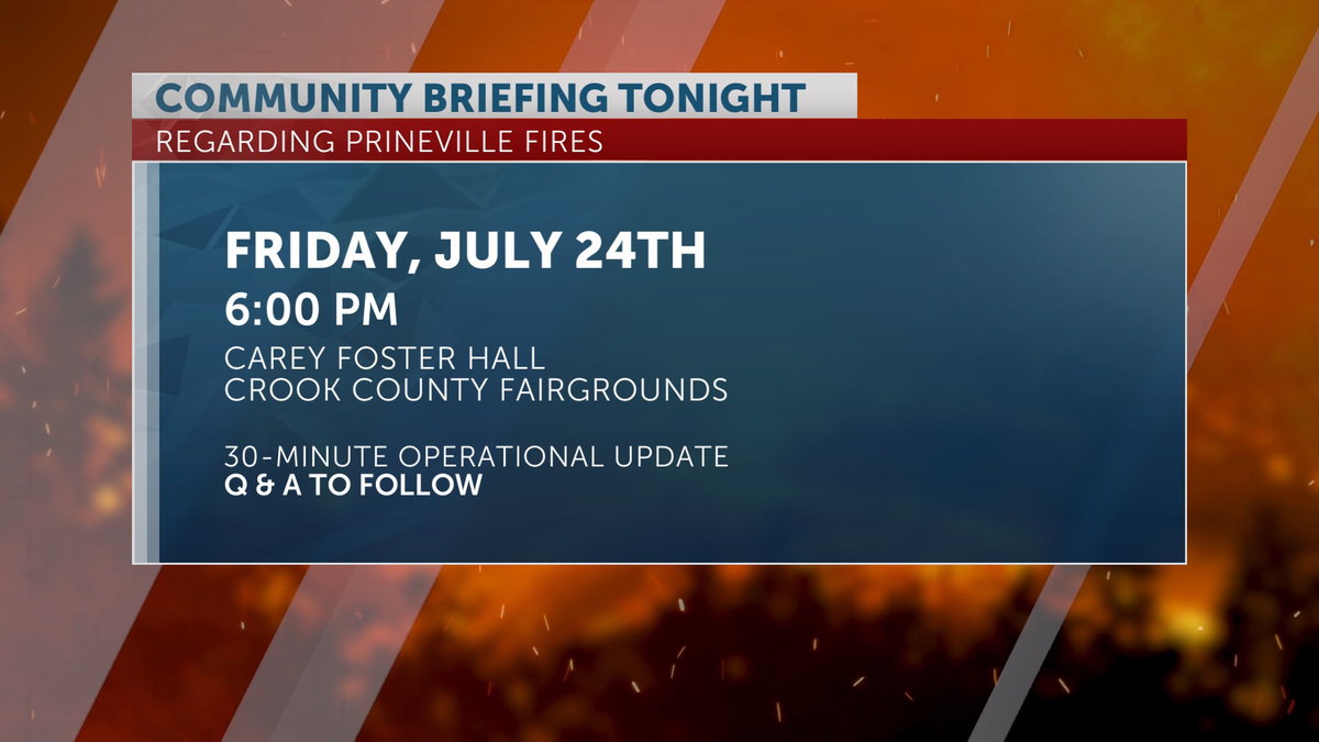 Community briefing planned for tonight for Prineville fires