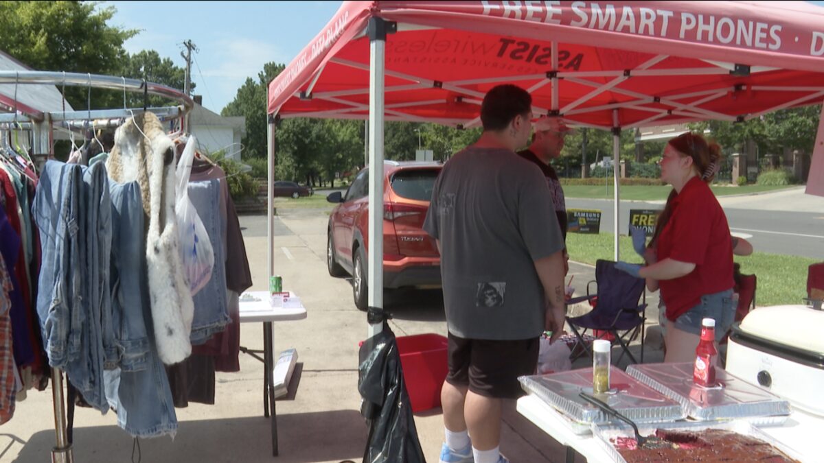 A red tent at 12th Street and West Okmulgee Avenue became a place of hope on July 25 as a Muskogee family served hundreds of free meals and gave away clothing to people in need.