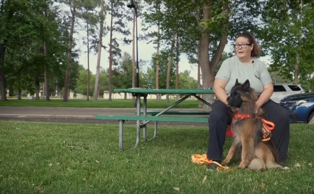 Dawna Andrews and her search dog