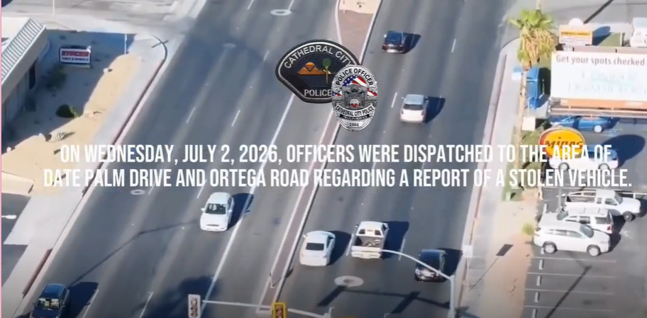 Police share drone footage of stolen vehicle arrest in Cathedral City