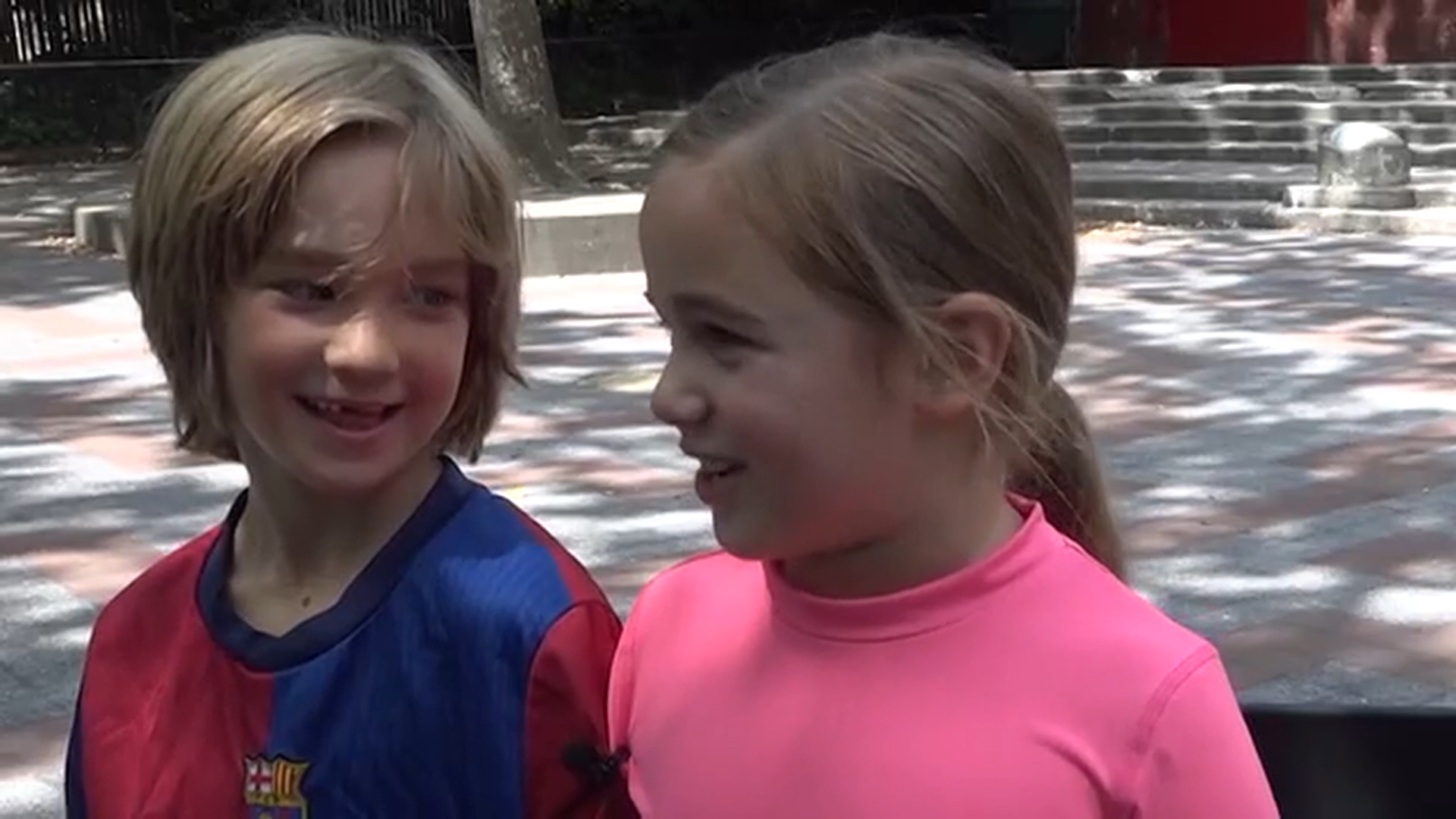 Two 8-year-olds took on Manhattan one playground at a time on Friday in an attempt to visit 40 playgrounds in one day and set a world record.