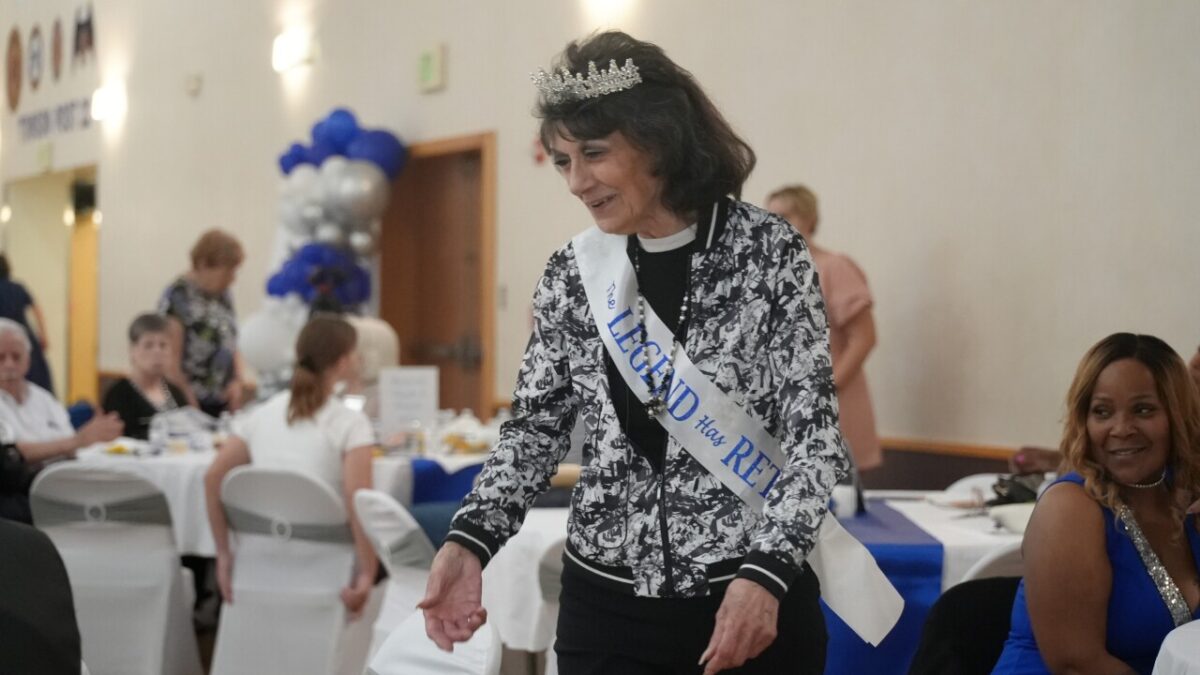 Dr. D'Anna smiling at her retirement party.
