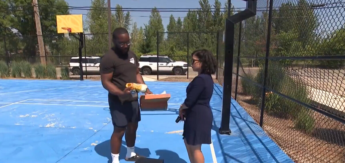 The custom-designed brand shoes were donated by Social Status Detroit and USA Basketball. The value is more than $40