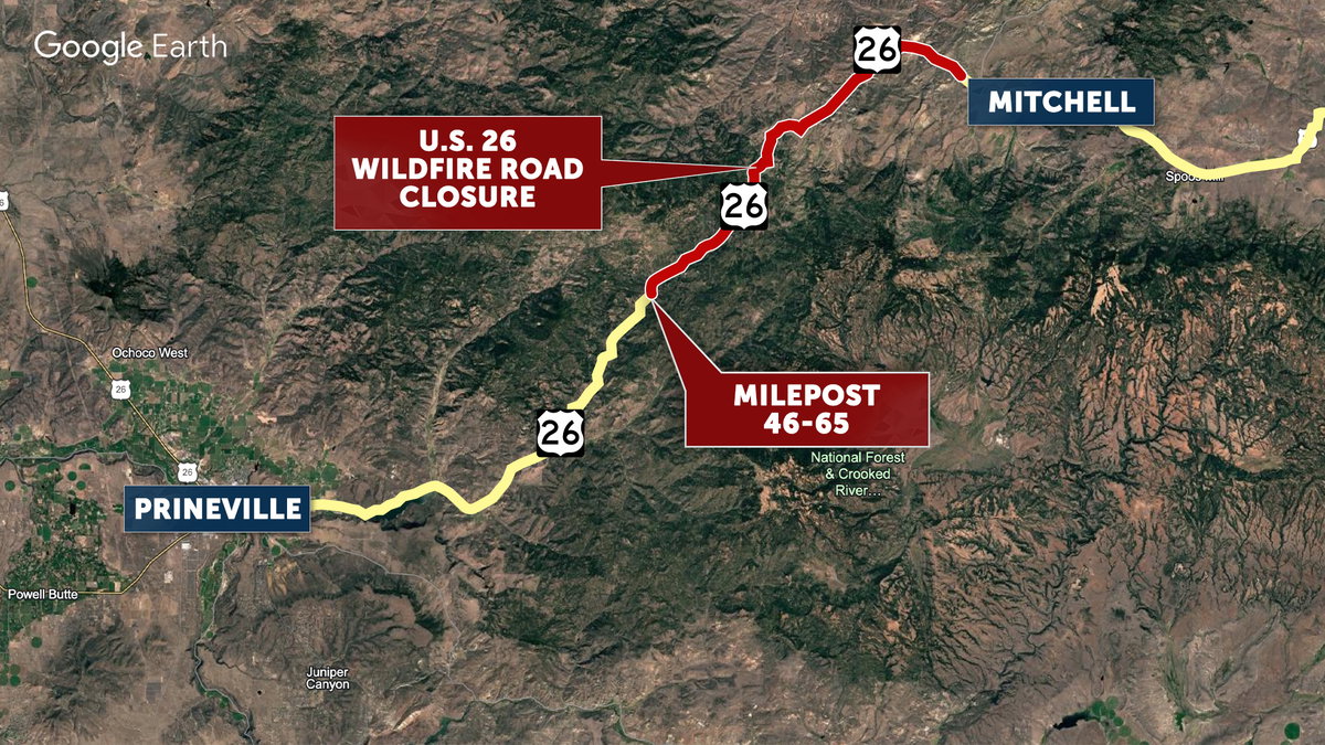 TRAFFIC ALERT: U.S. 26 closed over Ochocos due to wildfire