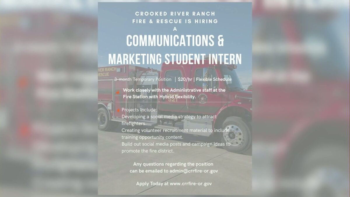 Crooked River Ranch Fire & Rescue seeking student intern