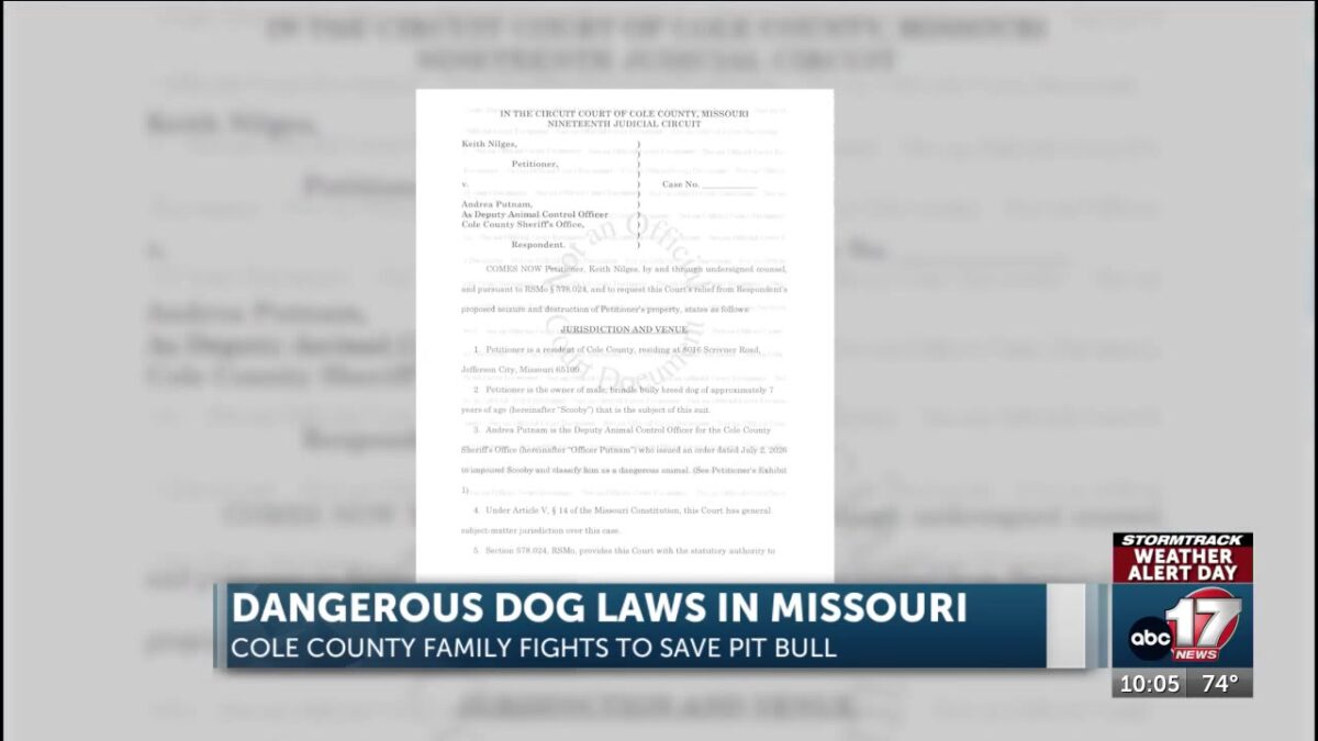Cole County lawsuit questions whether pit bull should be euthanized after biting deputy