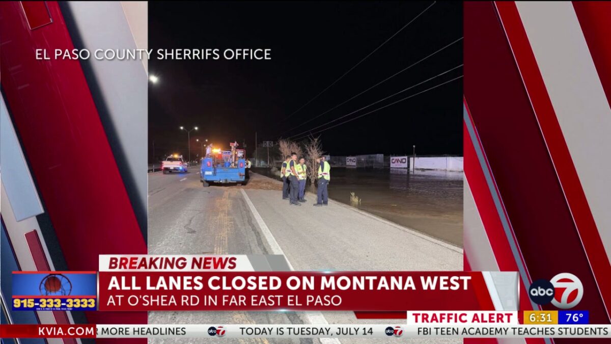 Montana Avenue westbound closed following a water main break in Far East El Paso