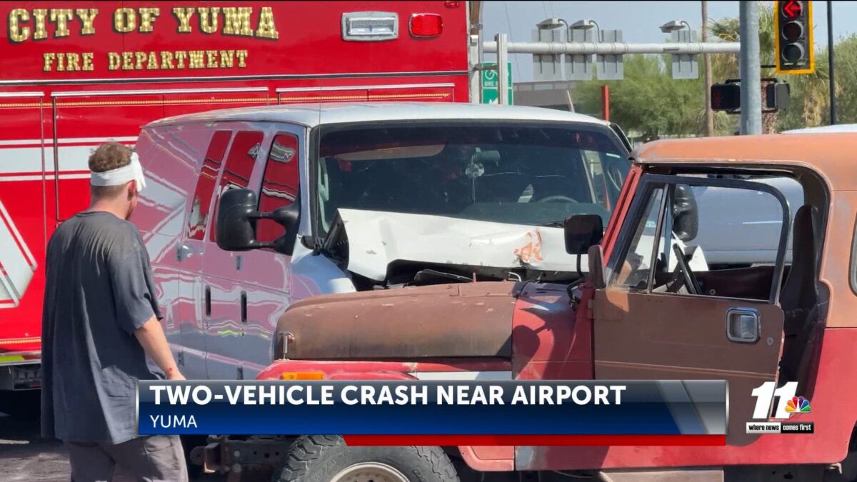 Two-vehicle crash near Yuma International Airport results in minor injuries