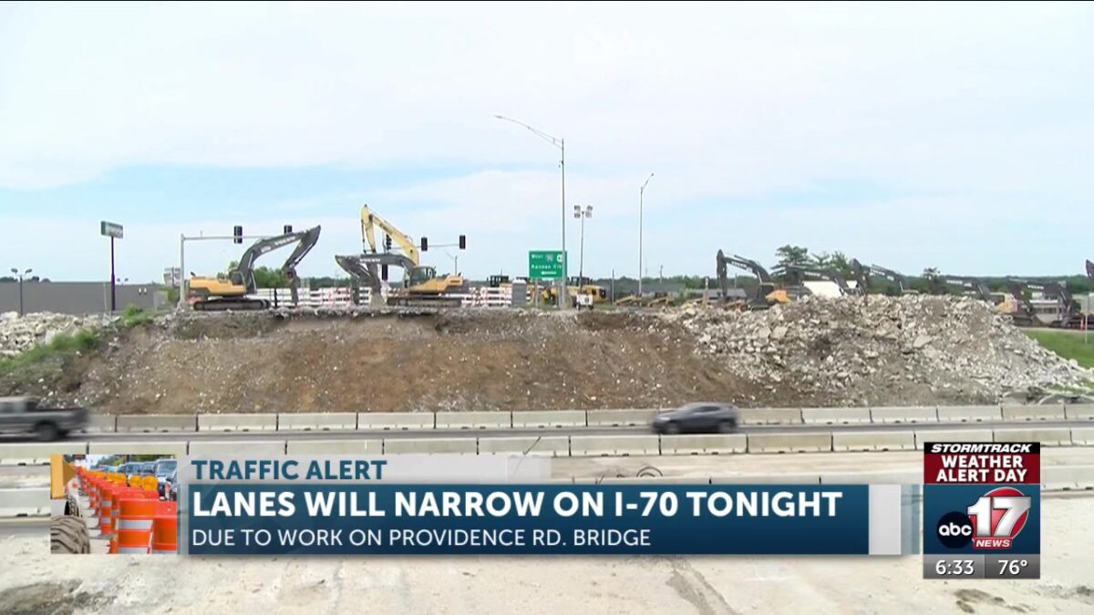 Exit ramps to close and I-70 lanes narrowing near Providence Road bridge