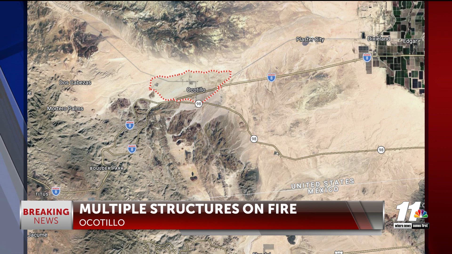 Firefighters extinguish fire in Ocotillo