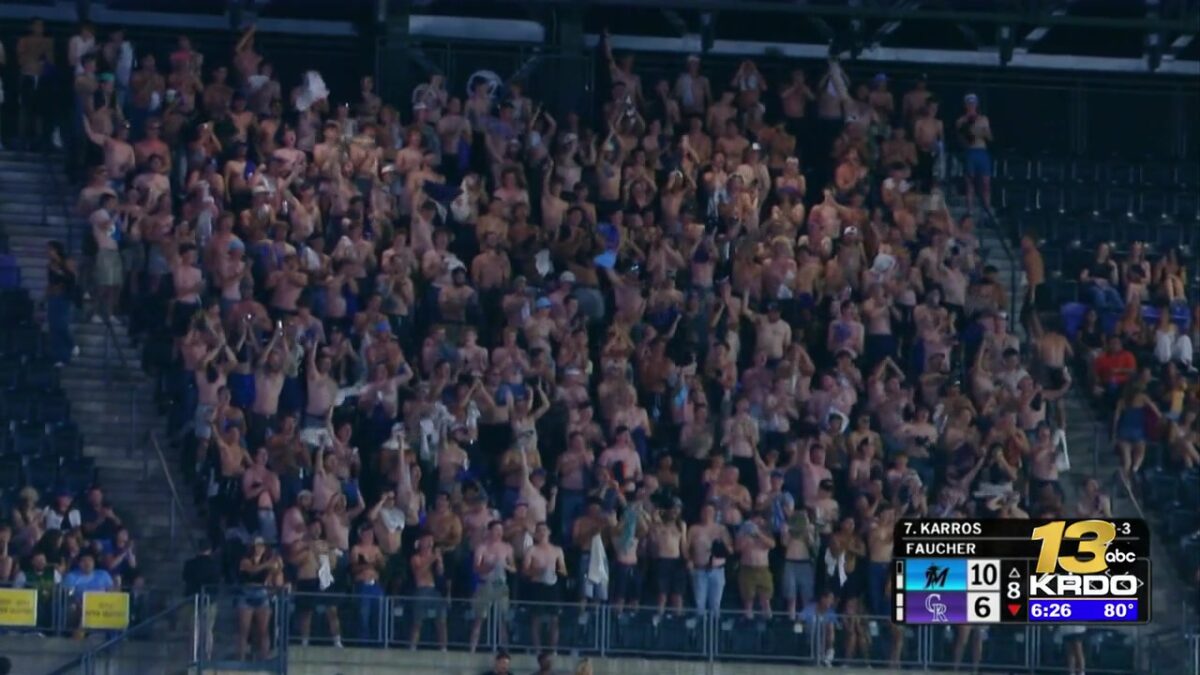 At Coors Field “It’s tarps off shirts off”