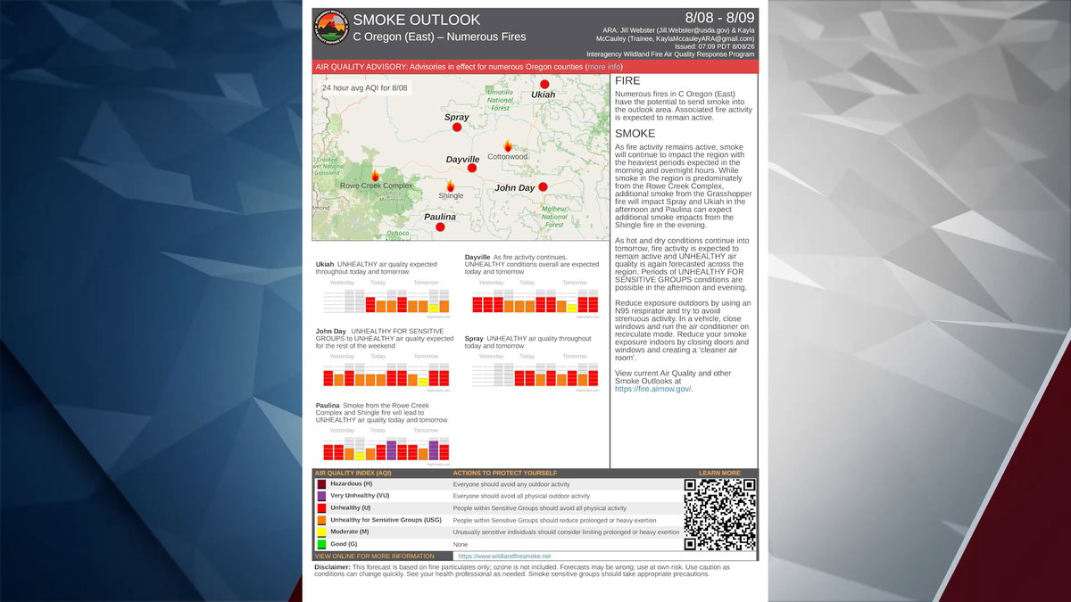 Smoke from Central Oregon fires expected to impact air quality