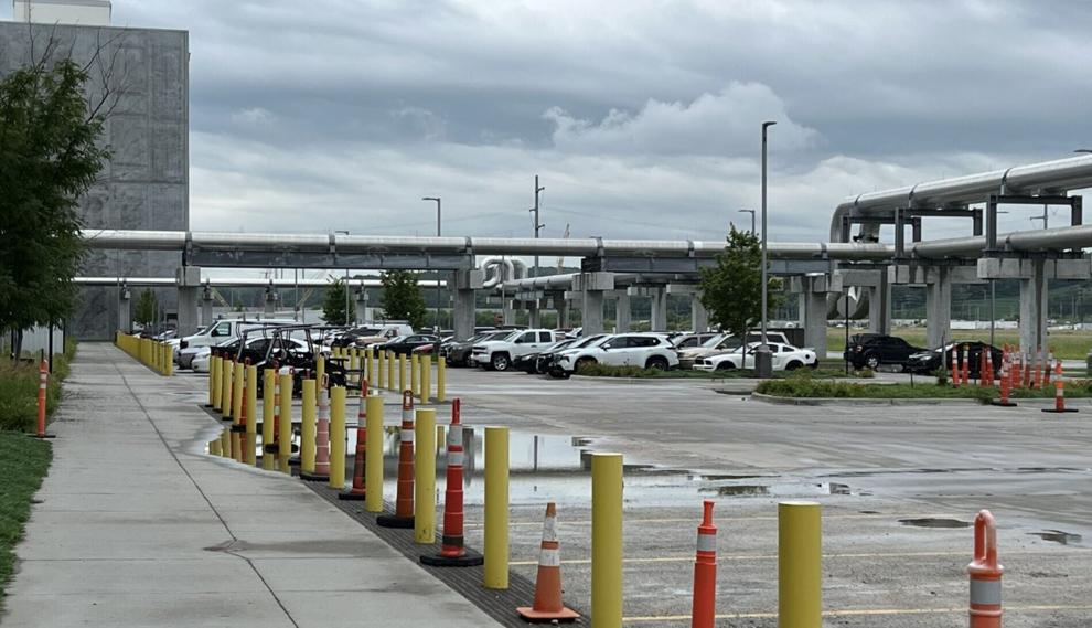 The parking lot of the Google data center in Council Bluffs is shown July 2