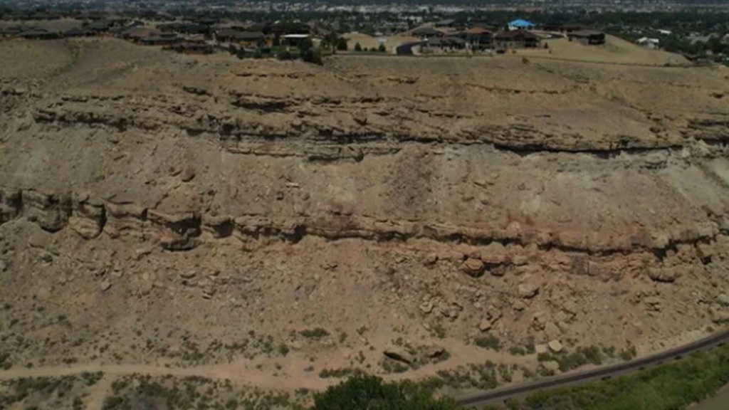 A view of the cliffside in Orchard Mesa that the car went off