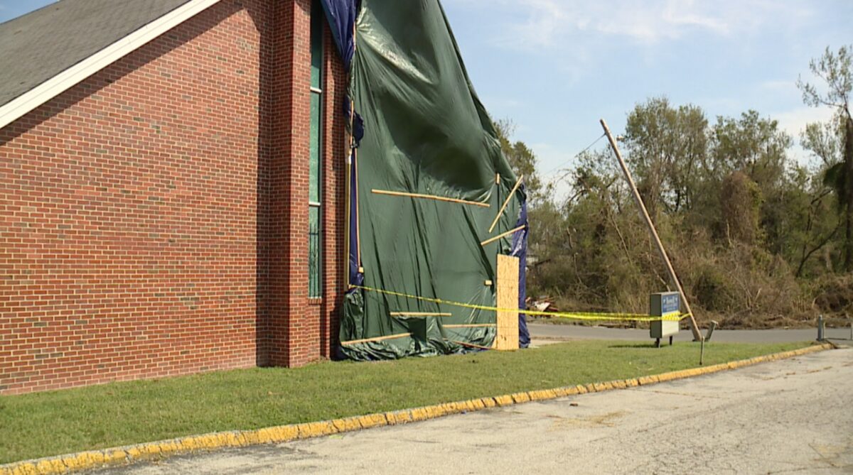 A storm last week brought down part of the Roswell Church of Christ's sanctuary in Kansas City
