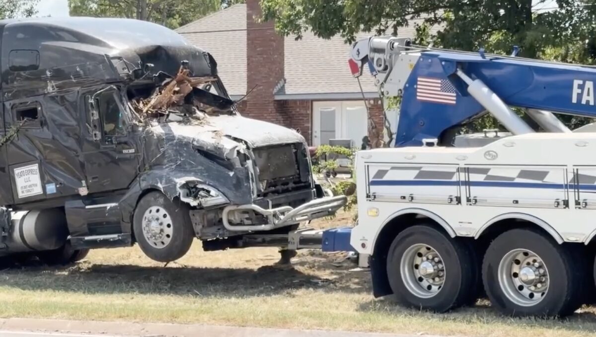 The Oklahoma City Fire Department said two adults and a child were inside the house at the time of the crash but were unharmed.