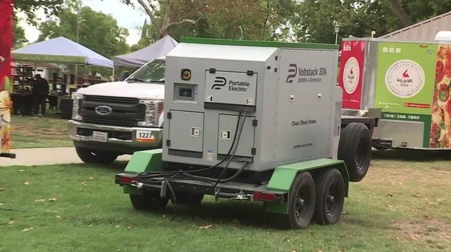 Steve Dornback's food truck is normally powered by a gas generator that is noisy and emits exhaust fumes. But on this night
