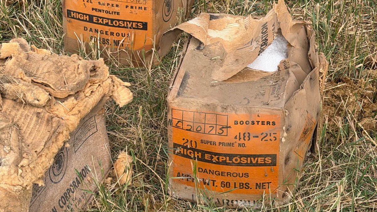 Homeowner discovers six boxes of suspected explosives during barn cleanup