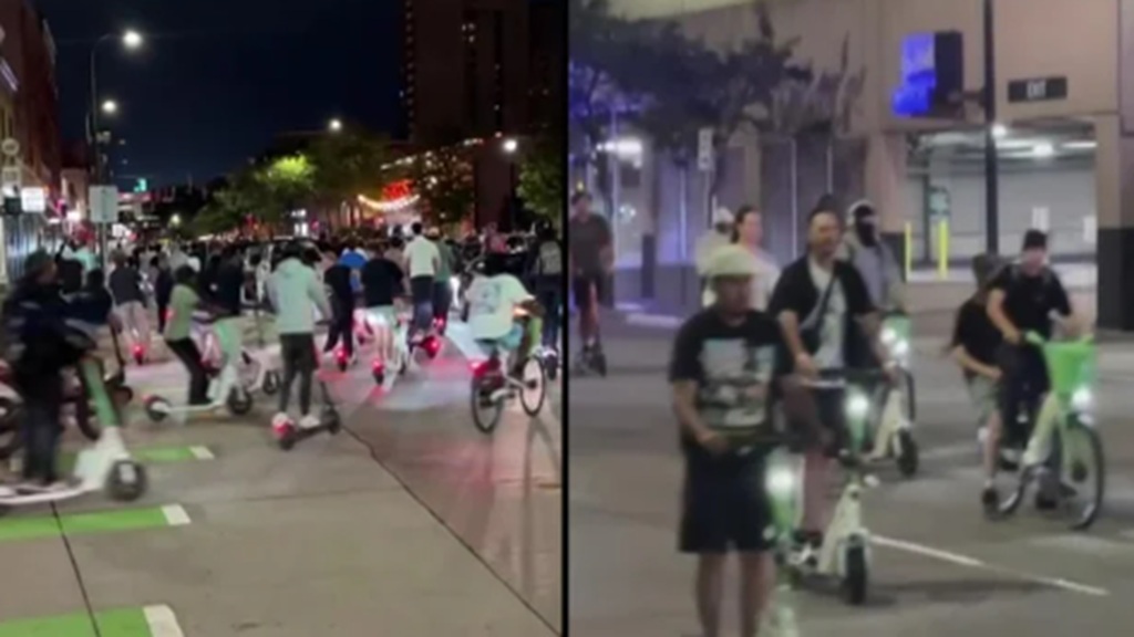 Highway cameras captured people on scooters on Interstate 35W.