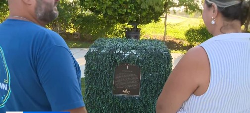 The parents of a 5-year-old boy who died of cancer are pleading for the return of a commemorative statue stolen from a park dedicated to his memory.