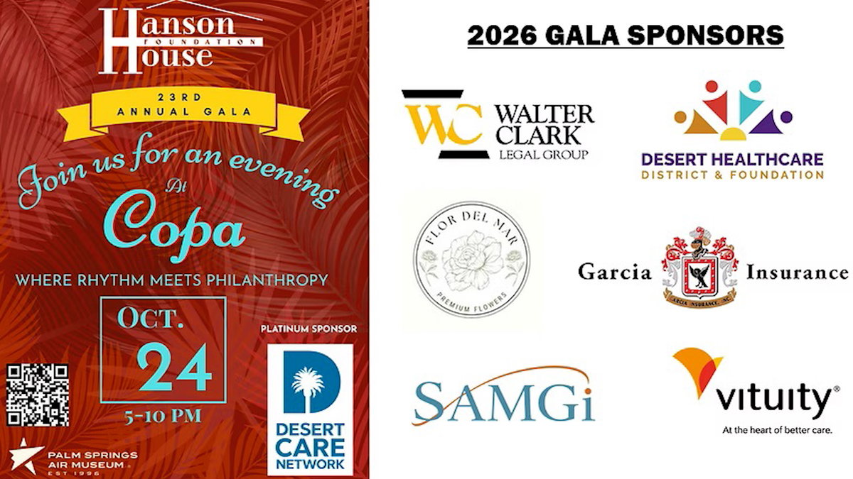 Hanson House gala to recognize nonprofit supporters from Coachella Valley
