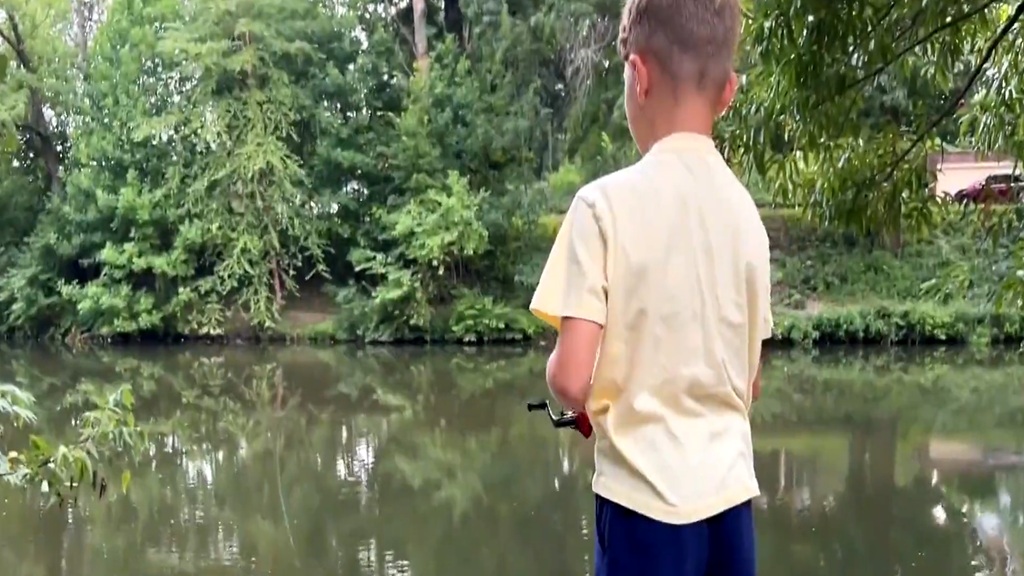 Seamus Coffey was with his dad at Ridley Park Lake when the young angler reeled in a catch he won't soon forget.