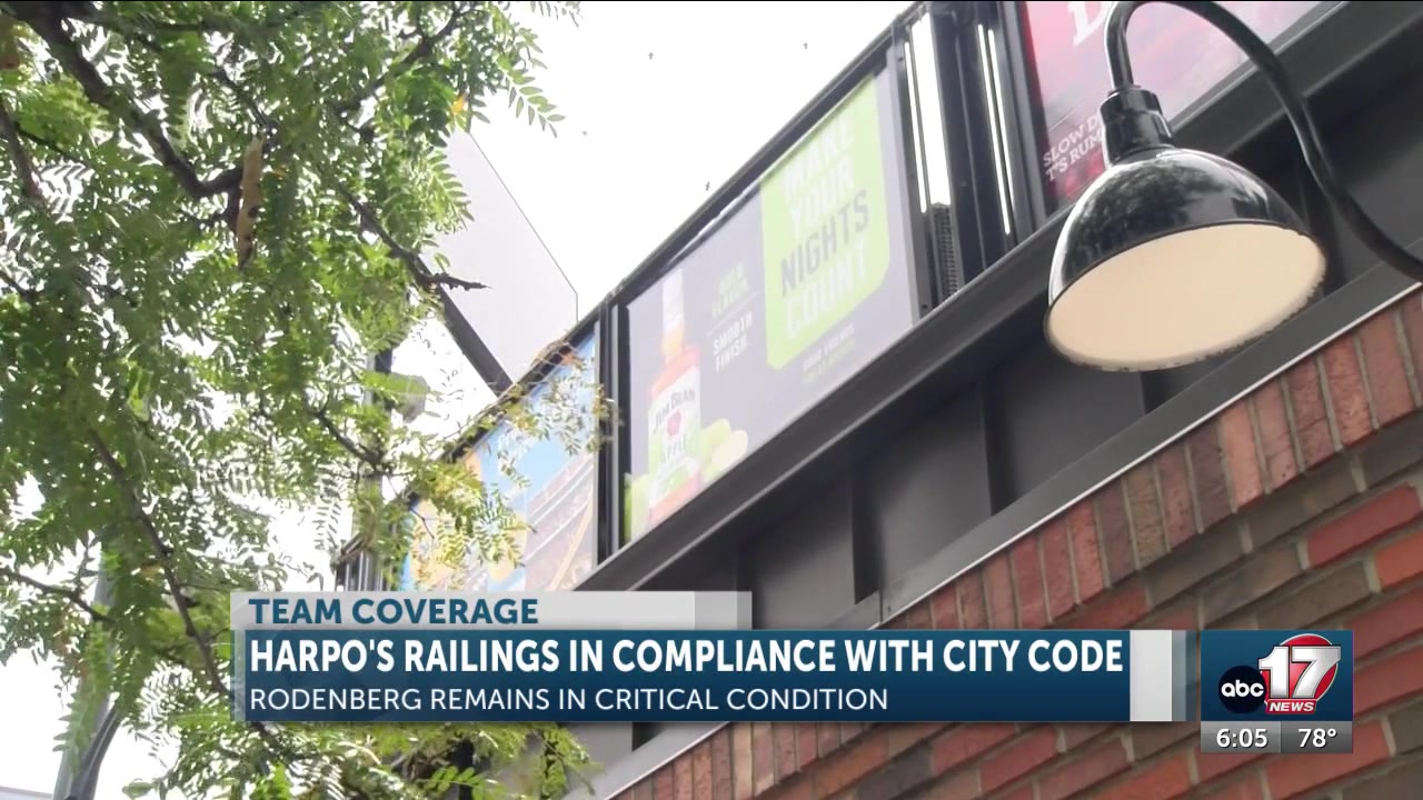 Last inspection showed Harpo’s railings are in compliance with Columbia requirements